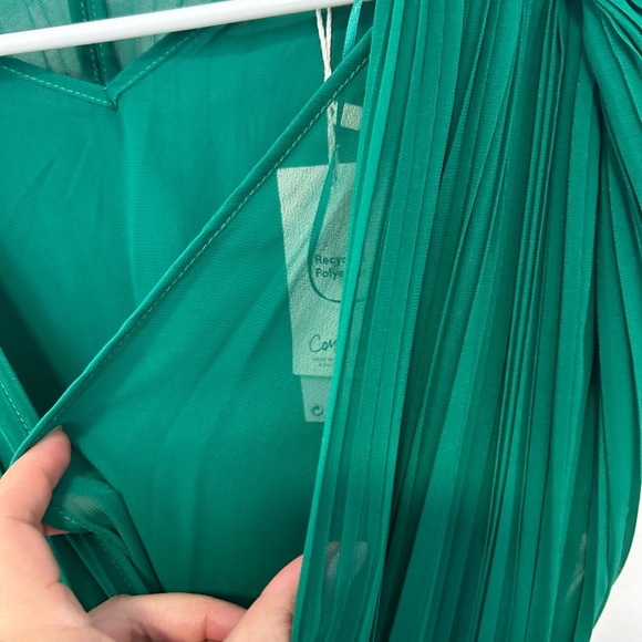 Mango emerald green pleated mini dress - Picture 3 of 8
